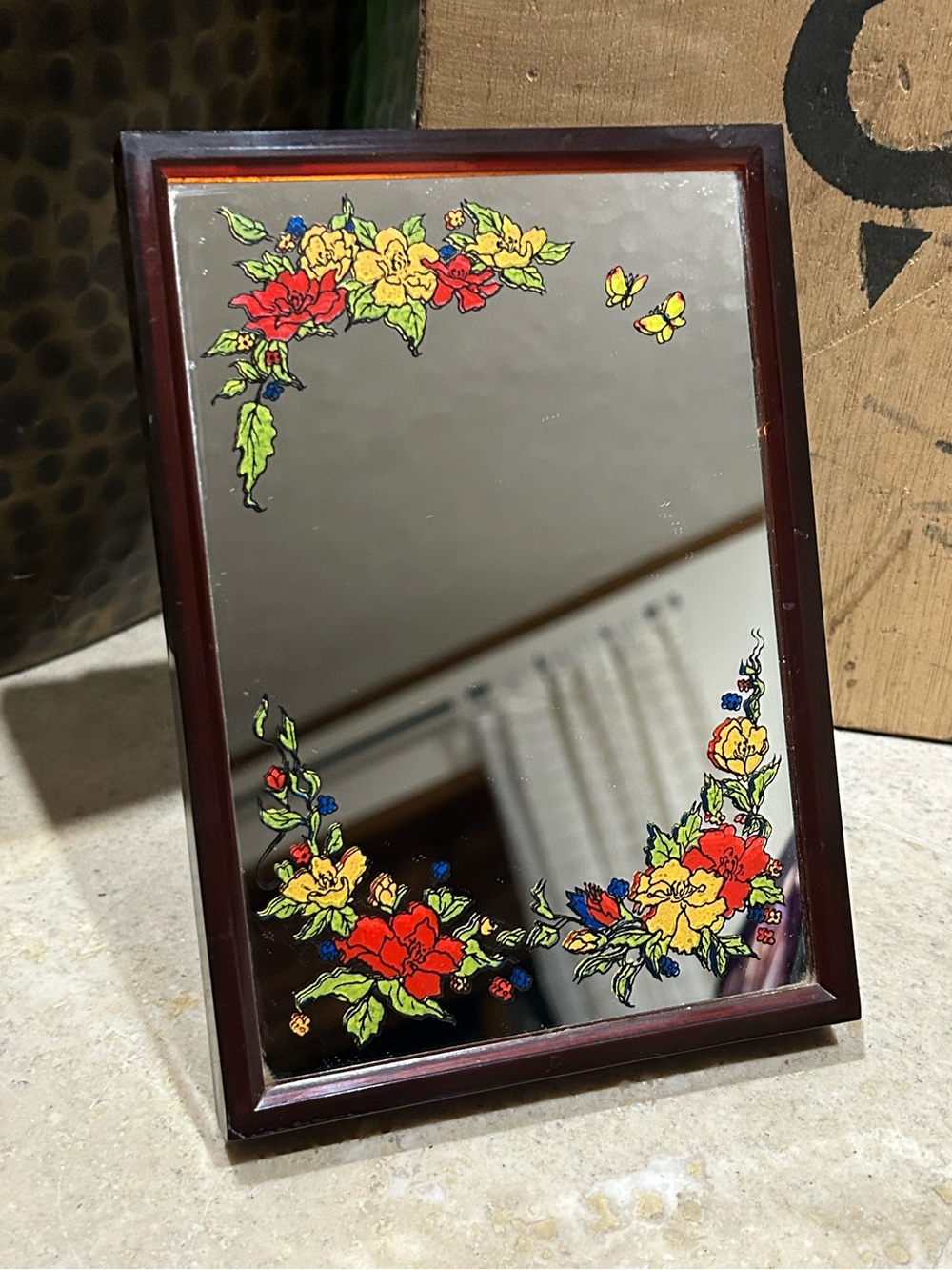 vintage YAPS tabletop mirror that plays music